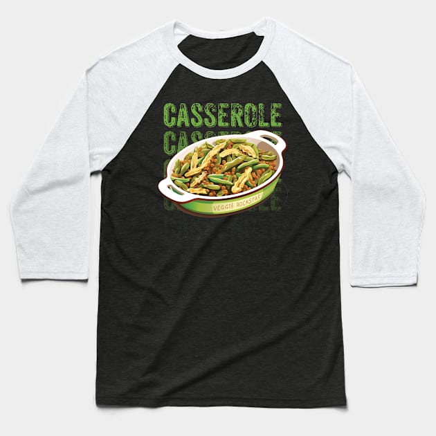 Veggie Rockstar Casserole Delight Baseball T-Shirt by kumsaldigitalarts